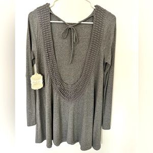 Long sleeve open back top